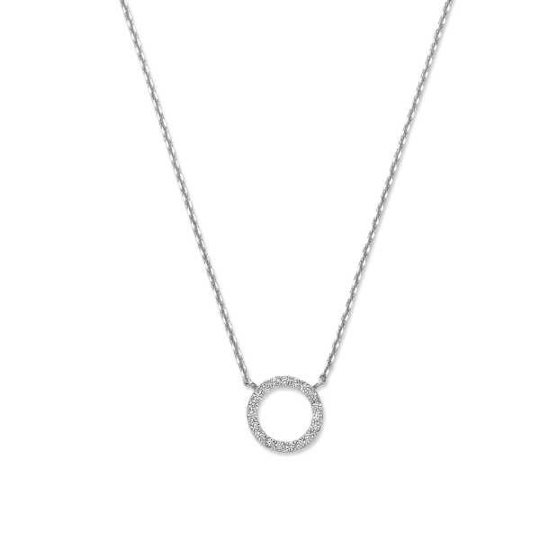 Collier 43/41/38 cm Circle mit Zirkonia Weiß-Gold 585/000