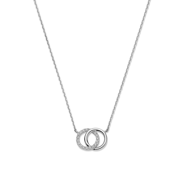 Collier 43/41/38 cm Circles mit Zirkonia Weiß-Gold 585/000