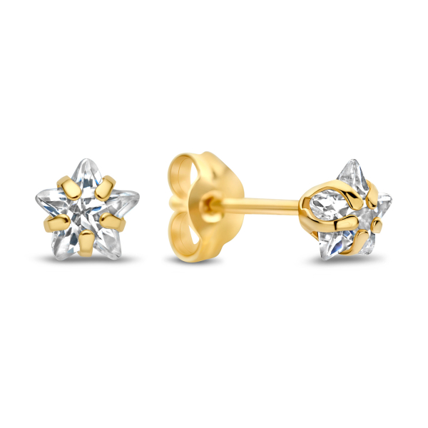 Ohrstecker 4mm mit Stern-Zirkonia Gold 585/000