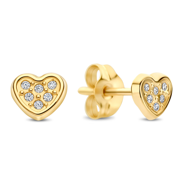Ohrstecker Herz 4,8mm 12 Zirkonia Gold 585/000