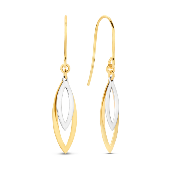 Ohrhänger Bicolor zweiteilig 15mm Gold 585/000