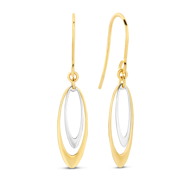 Ohrhänger Bicolor zweiteilig 15mm Gold 585/000
