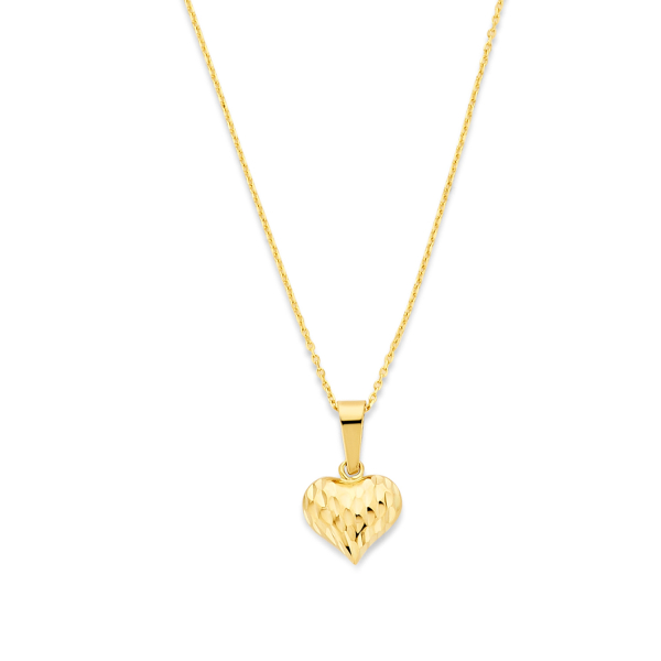 Collier 43/41/38 cm mit Herzanhänger diamantiert Gold 585/000