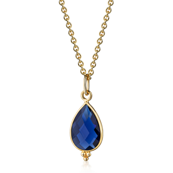 Collier mit dunkelblauem Quarz Silber 925/000 3 Milliemes vergoldet