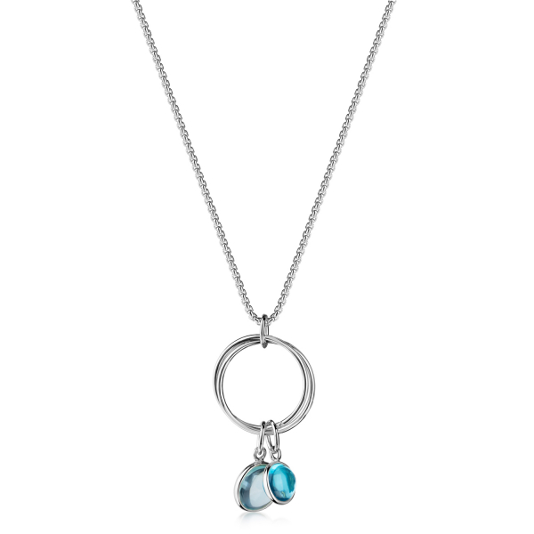 Collier mit blauen Quarz Cabochon Silber 925/000