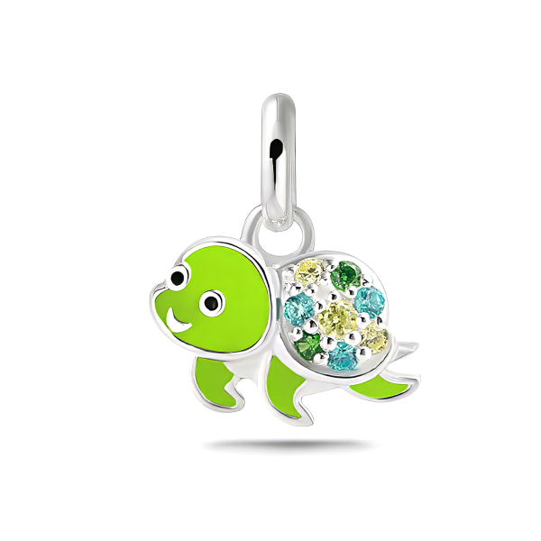 Anhänger Schildkröte 8 Zirkonia bunt Silber 925/000 rhodiniert