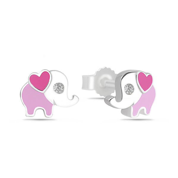 Ohrstecker Elefant Zirkonia Lack bunt Silber 925/000 rhodiniert