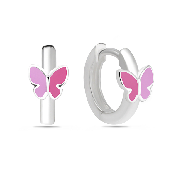 Klappcreolen Schmetterling Lack bunt Silber 925/000 rhodiniert