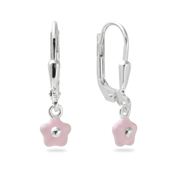 Ohrhänger Blume Lack rosa Silber 925/000 rhodiniert