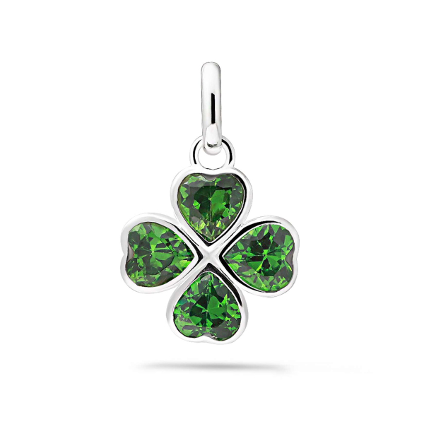 Anhänger Kleeblatt Herzen Zirkonia grün Silber 925/000 rhodiniert