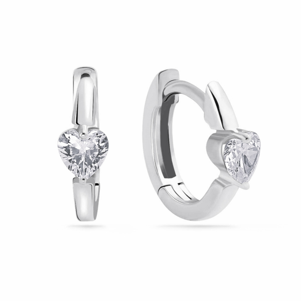 Klappcreolen Ø 12mm Herz Zirkonia Silber 925/000 rhodiniert