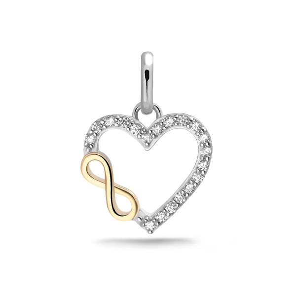 Anhänger Herz Infinity Bicolor 11mm 19 Zirkonia Silber 925/000 rhodiniert