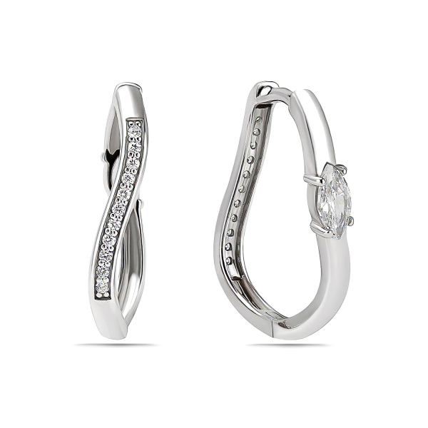 Klappcreolen wendbar 19x15mm 24 Zirkonia Silber 925/000 rhodiniert