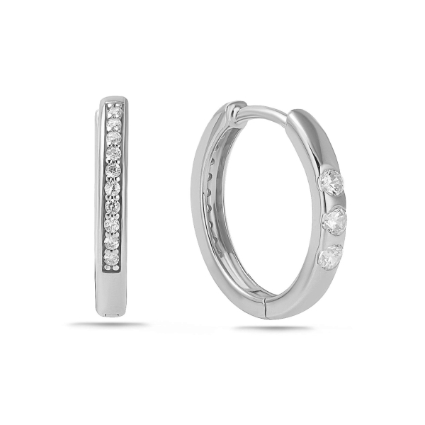 Klappcreolen wendbar Ø15mm 26 Zirkonia Silber 925/000 rhodiniert