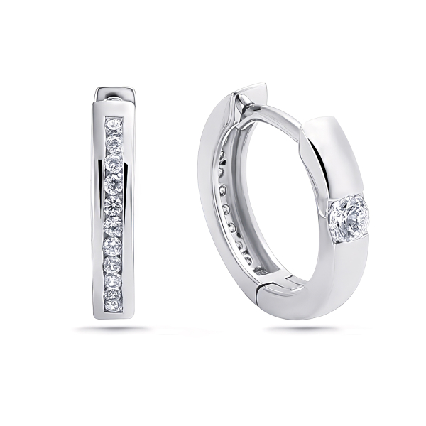 Klappcreolen wendbar Ø 12,5mm 24 Zirkonia Silber 925/000 rhodiniert