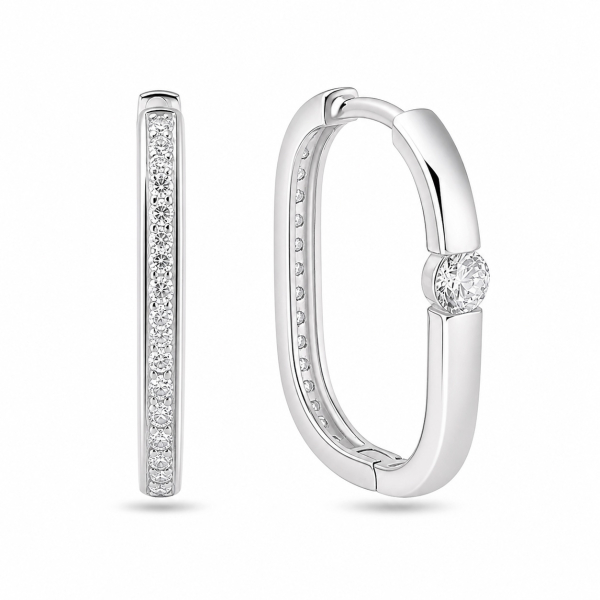 Klappcreolen wendbar 19x15mm 36 Zirkonia Silber 925/000 rhodiniert