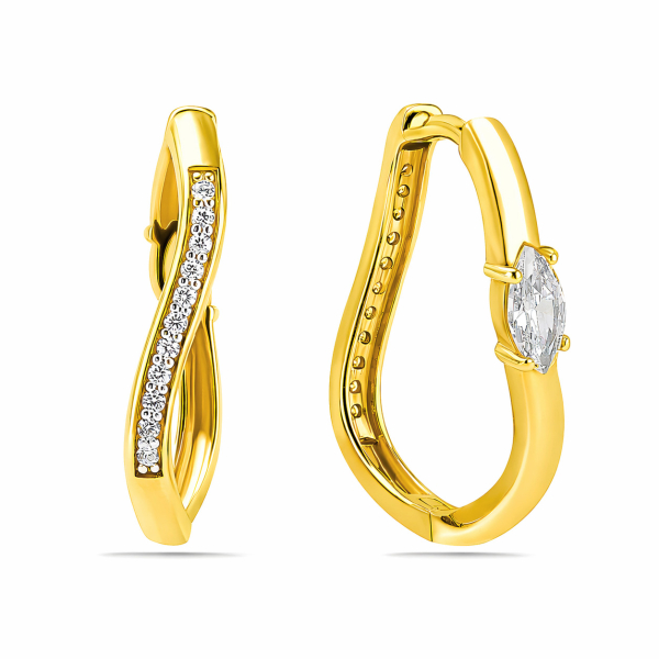 Klappcreolen wendbar 19x15mm 24 Zirkonia Silber 925/000 vergoldet