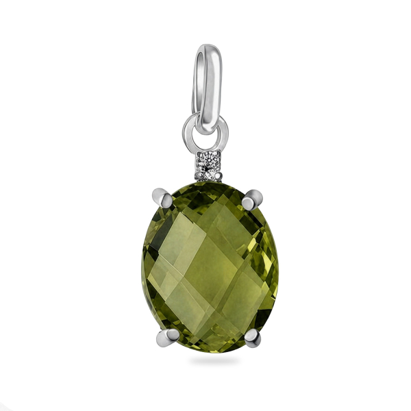 Anhänger 2 Zirkonia weiß/olive Silber 925/000 rhodiniert