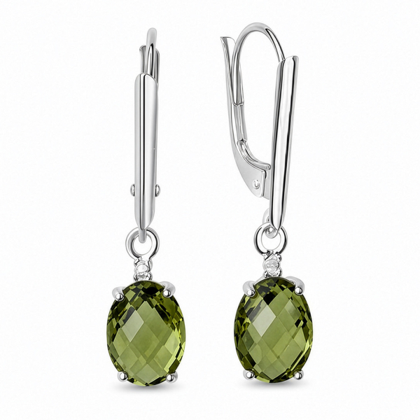 Ohrhänger 4 Zirkonia weiß/olive Silber 925/000 rhodiniert