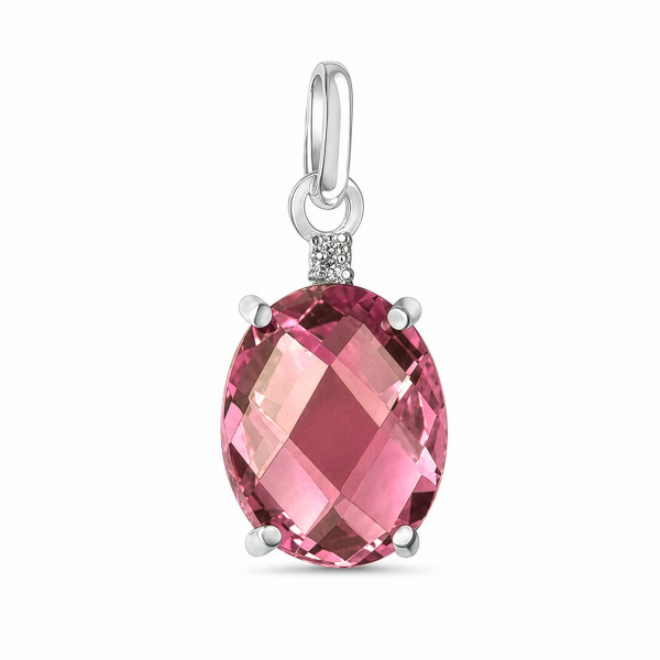 Anhänger Zirkonia weiß und Kristall bordeaux Silber 925/000 rhodiniert