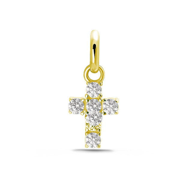 Anhänger Kreuz 8,5mm 6 Zirkonia Silber 925/000 vergoldet