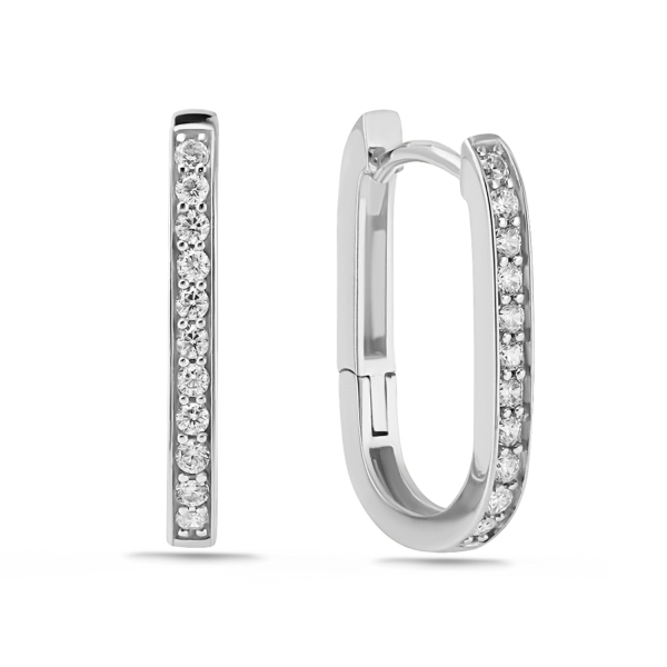 Klappcreolen 18x11mm 22 Zirkonia Silber 925/000 rhodiniert