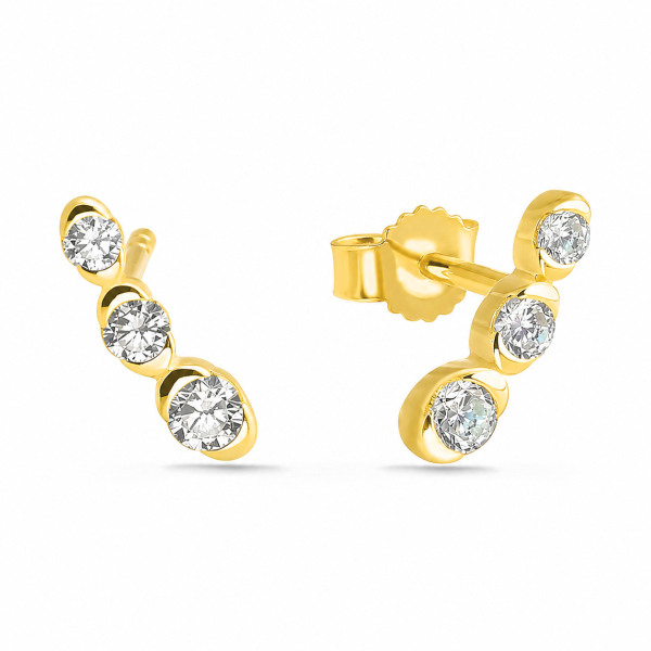 Ohrstecker 6 Zirkonia Silber 925/000 vergoldet