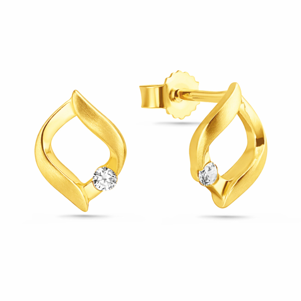 Ohrstecker teilmattiert Zirkonia Silber 925/000 vergoldet