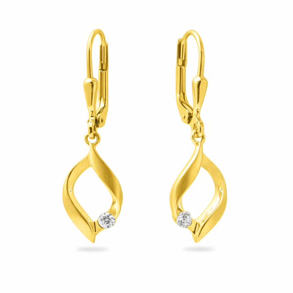 Ohrhänger teilmattiert Zirkonia Silber 925/000 vergoldet