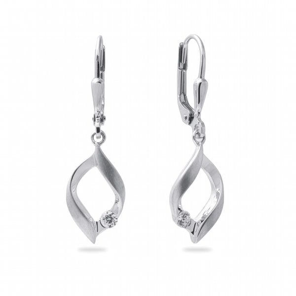 Ohrhänger teilmattiert Zirkonia Silber 925/000 rhodiniert