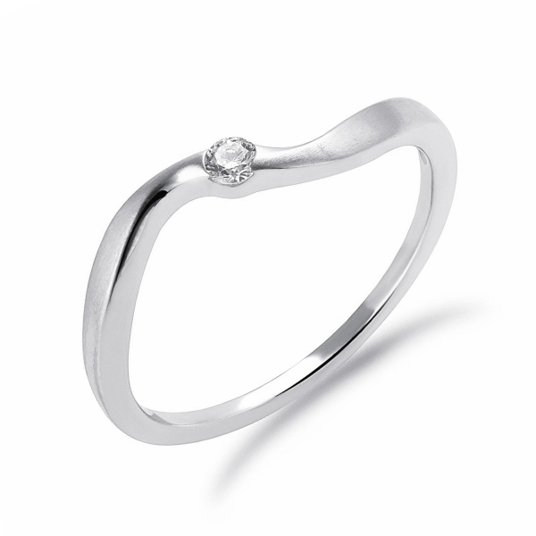 Ring teilmattiert Zirkonia Silber 925/000 rhodiniert
