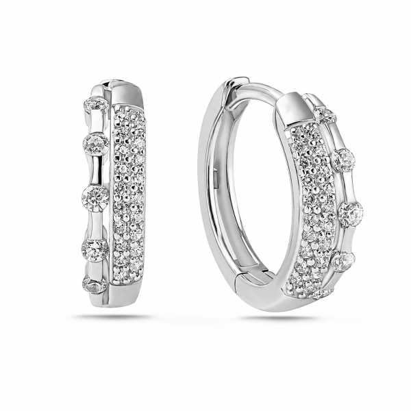 Klappcreolen Ø 14,5mm 48 Zirkonia Silber 925/000 rhodiniert