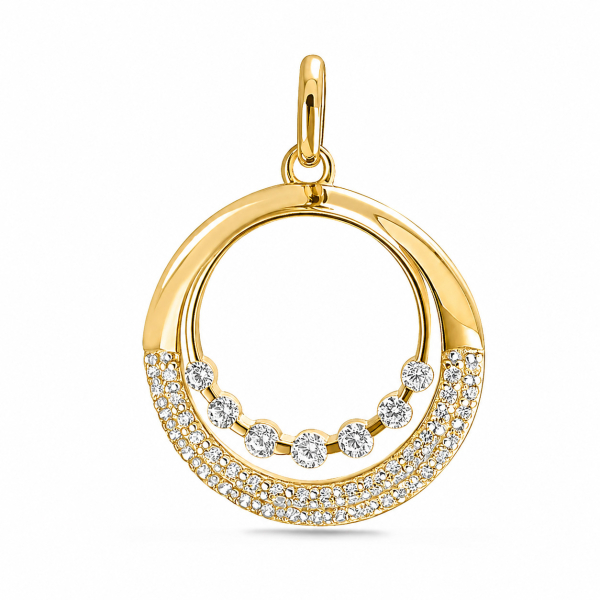 Anhänger Ø 17mm 46 Zirkonia Silber 925/000 vergoldet
