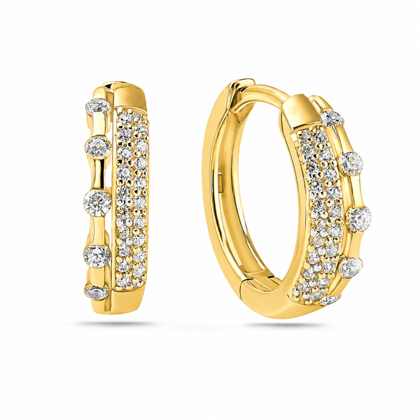 Klappcreolen Ø 14,5mm 48 Zirkonia Silber 925/000 vergoldet