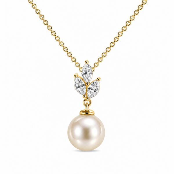 Collier 45/42cm mit Süßwasser-Zuchtperle und 3 Zirkonia Silber 925/000 vergoldet