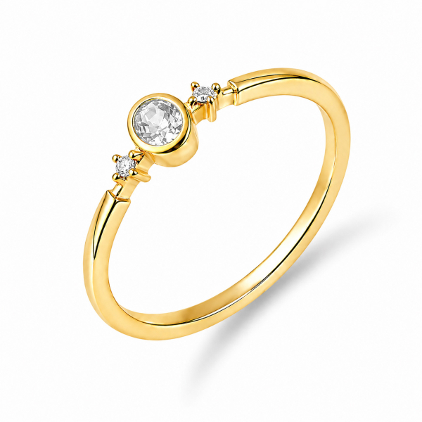 Ring 3 Zirkonia weiß Silber 925/000 vergoldet