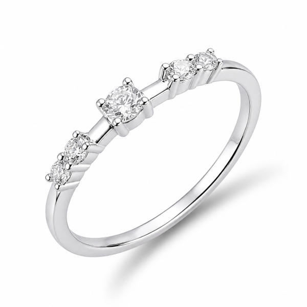 Ring 5 Zirkonia weiß Silber 925/000 rhodiniert