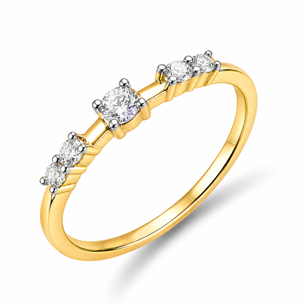 Ring 5 Zirkonia weiß Silber 925/000 vergoldet