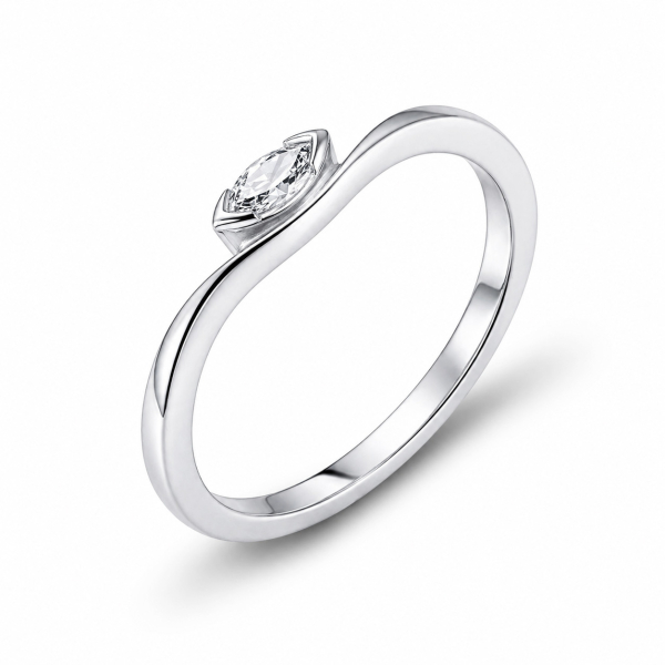 Ring Zirkonia Navette Silber 925/000 rhodiniert