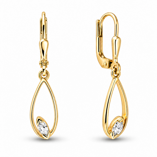 Ohrhänger Zirkonia Navette Silber 925/000 vergoldet