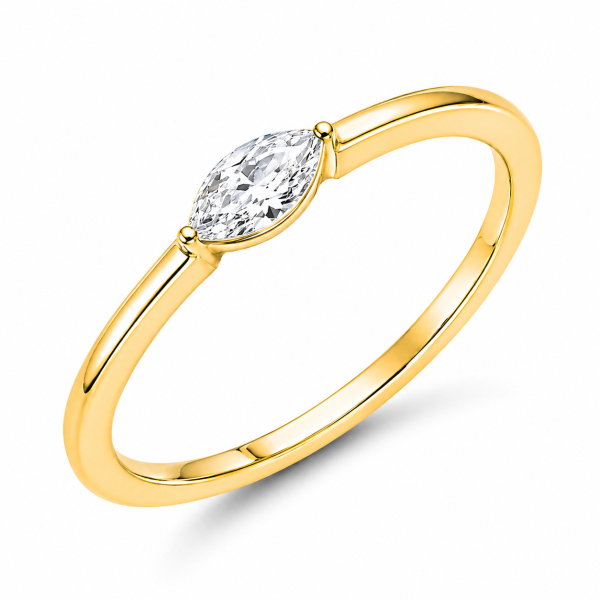 Ring Zirkonia Navette weiß Silber 925/000 vergoldet