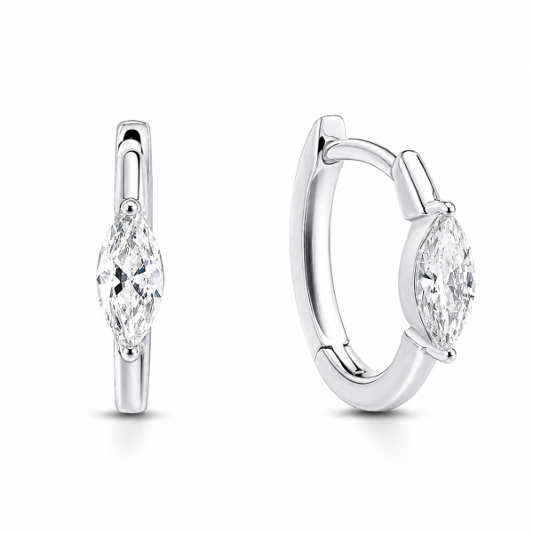 Klappcreolen 12,5mm Zirkonia Navette Silber 925/000 rhodiniert