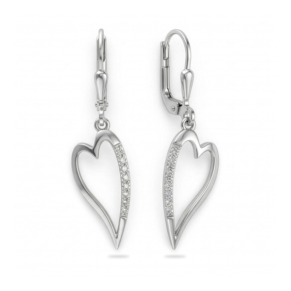 Ohrhänger Herz 16 Zirkonia Silber 925/000 rhodiniert