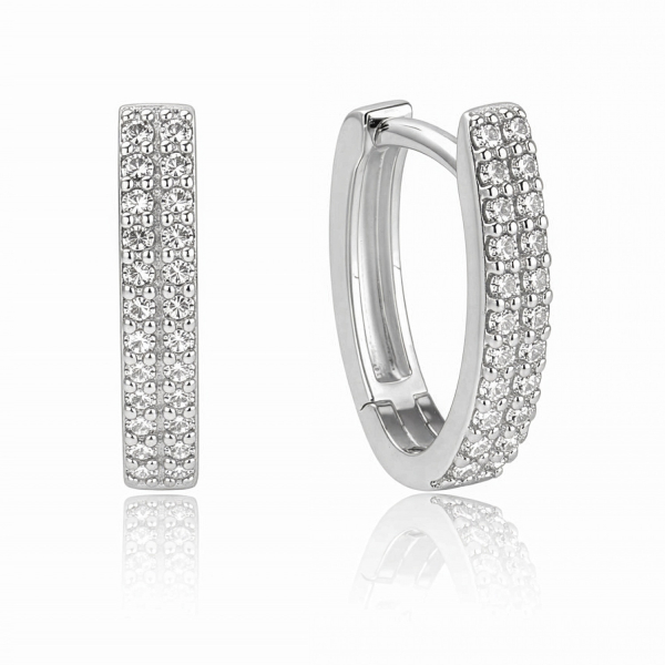 Klappcreolen 15x11mm 44 Zirkonia Silber 925/000 rhodiniert