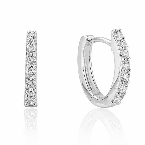 Klappcreolen 14x12mm 14 Zirkonia Silber 925/000 rhodiniert