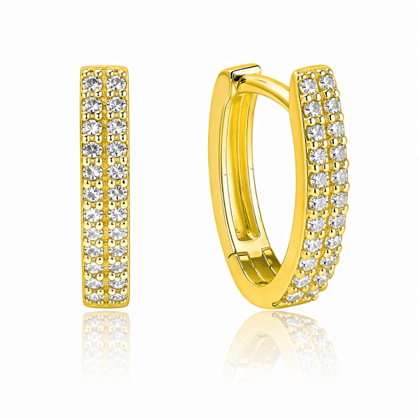 Klappcreolen 15x11mm 44 Zirkonia Silber 925/000 vergoldet