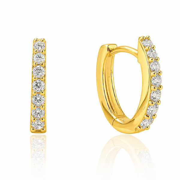 Klappcreolen 14x12mm 14 Zirkonia Silber 925/000 vergoldet