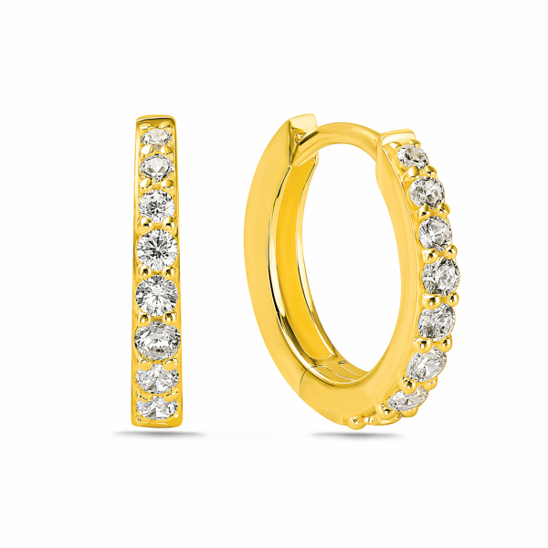 Klappcreolen Ø 13,5mm 16 Zirkonia Silber 925/000 vergoldet