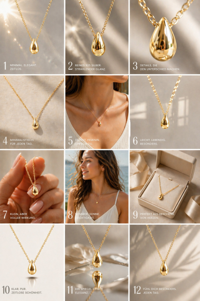 Collier 45/42cm mit Anhänger Drop Silber 925/000 vergoldet