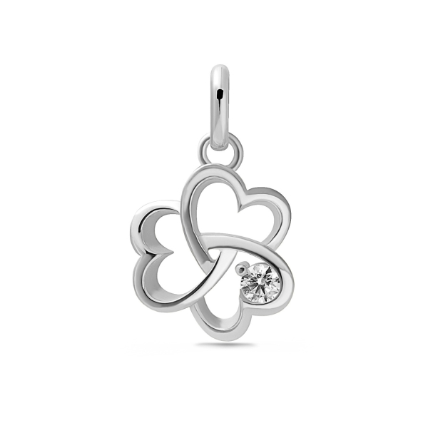 Anhänger Kleeblatt Herzen Zirkonia 10mm Silber 925/000 rhodiniert